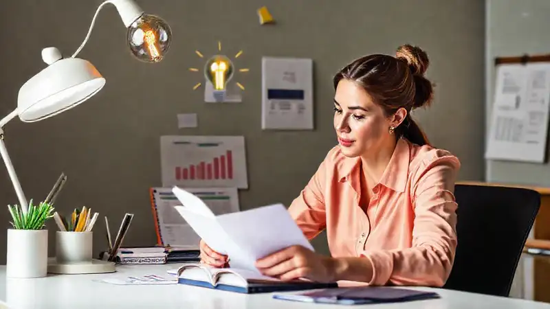 Una mujer enfocada logra objetivos con calma