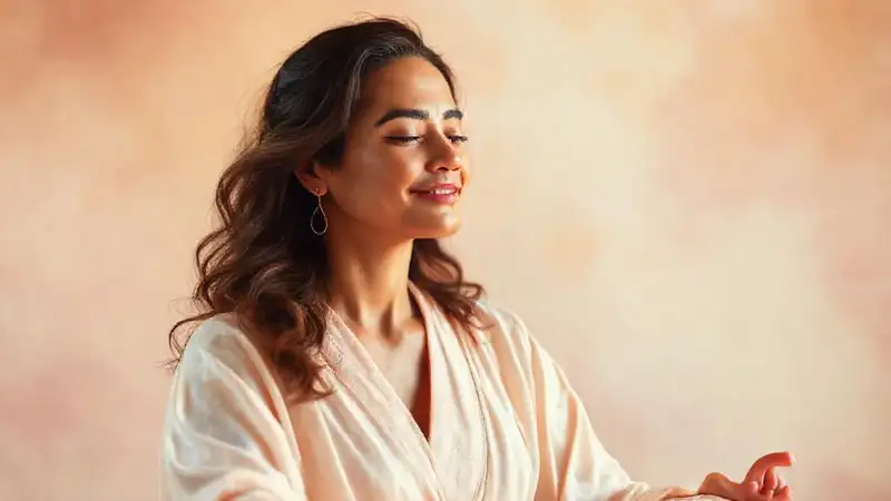 Mujer meditadora irradia paz y serenidad