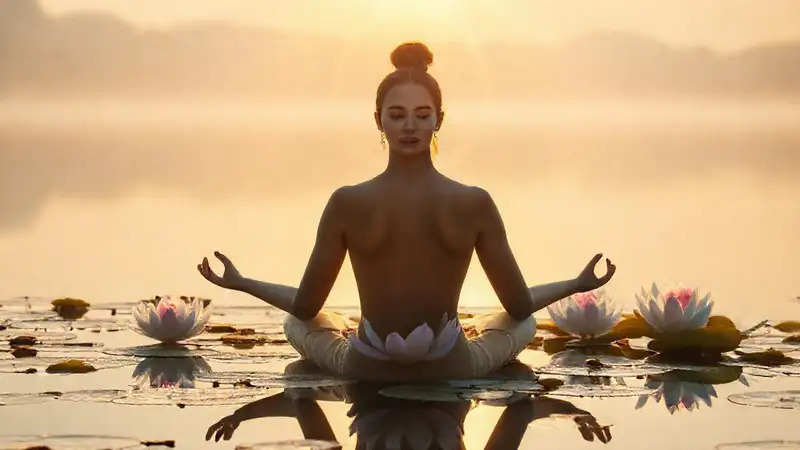 Meditación serena en luz dorada
