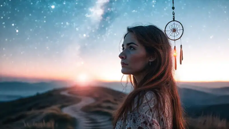 Sueña serena bajo un cielo estrellado